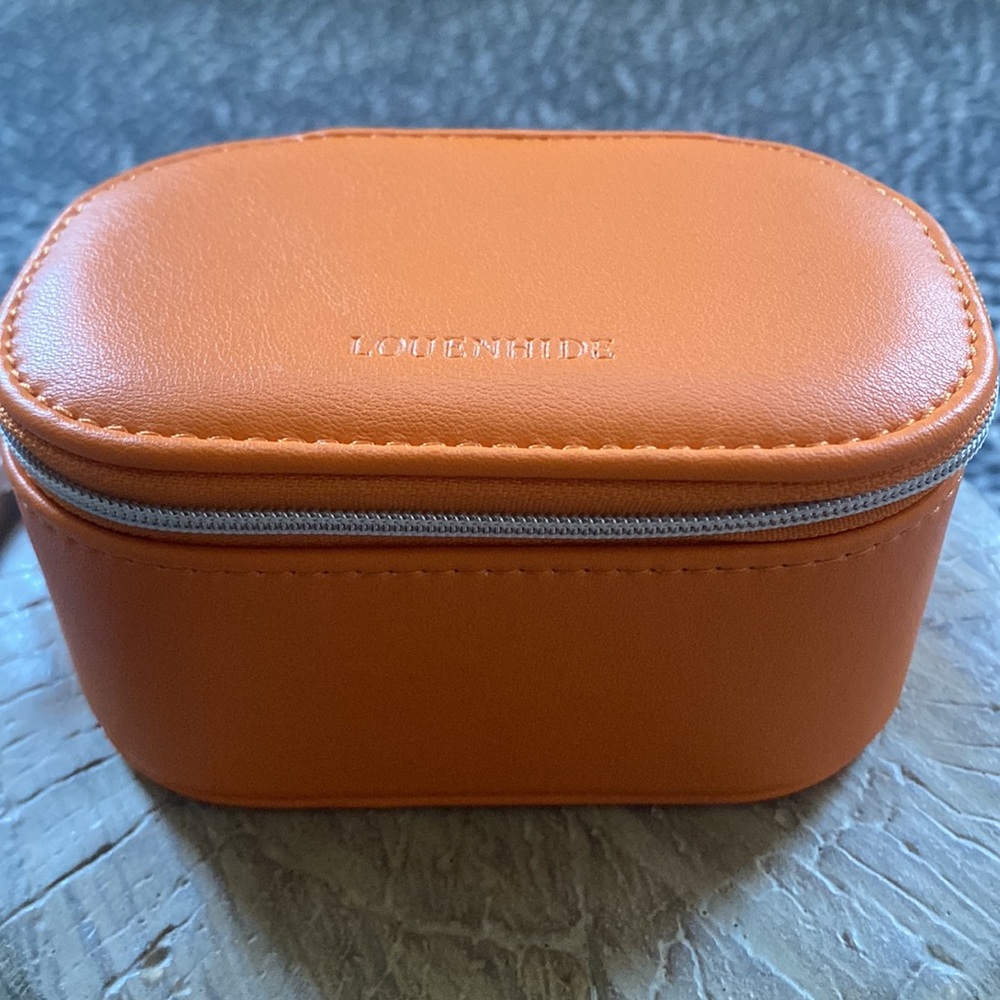Louenhide Olive Orange Zipper Jewelry Case NWT